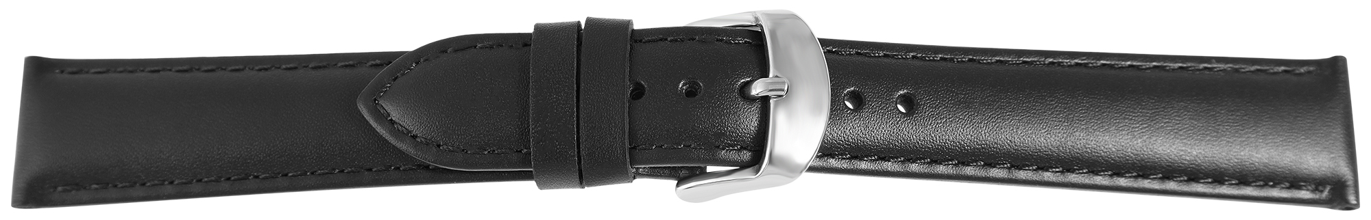 Uhrenarmband aus Echt Leder ín schwarz, 18 mm