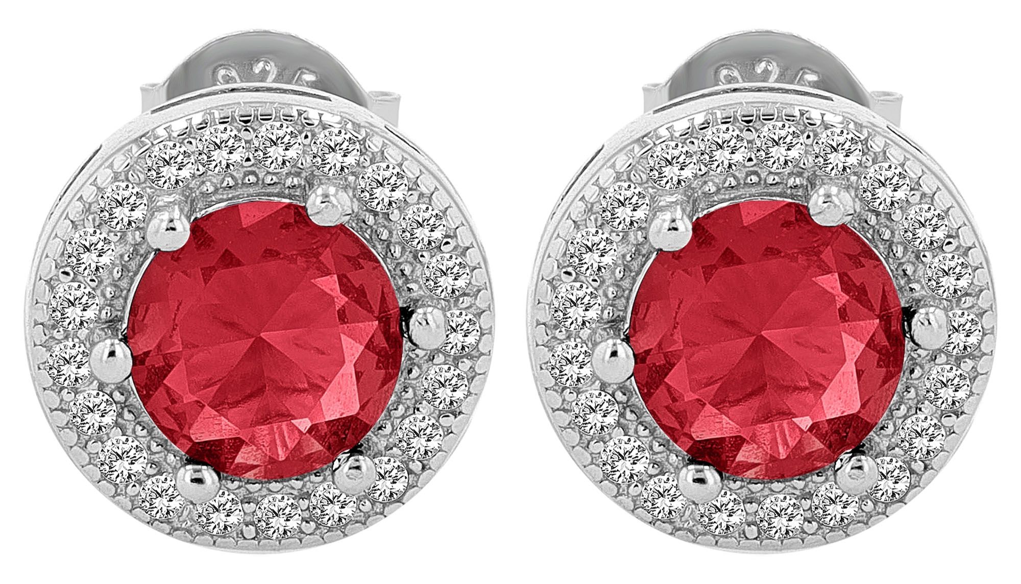 "Sunja" 925er Echt Silber Ohrschmuck mit einem roten Zirkonia Steinen
