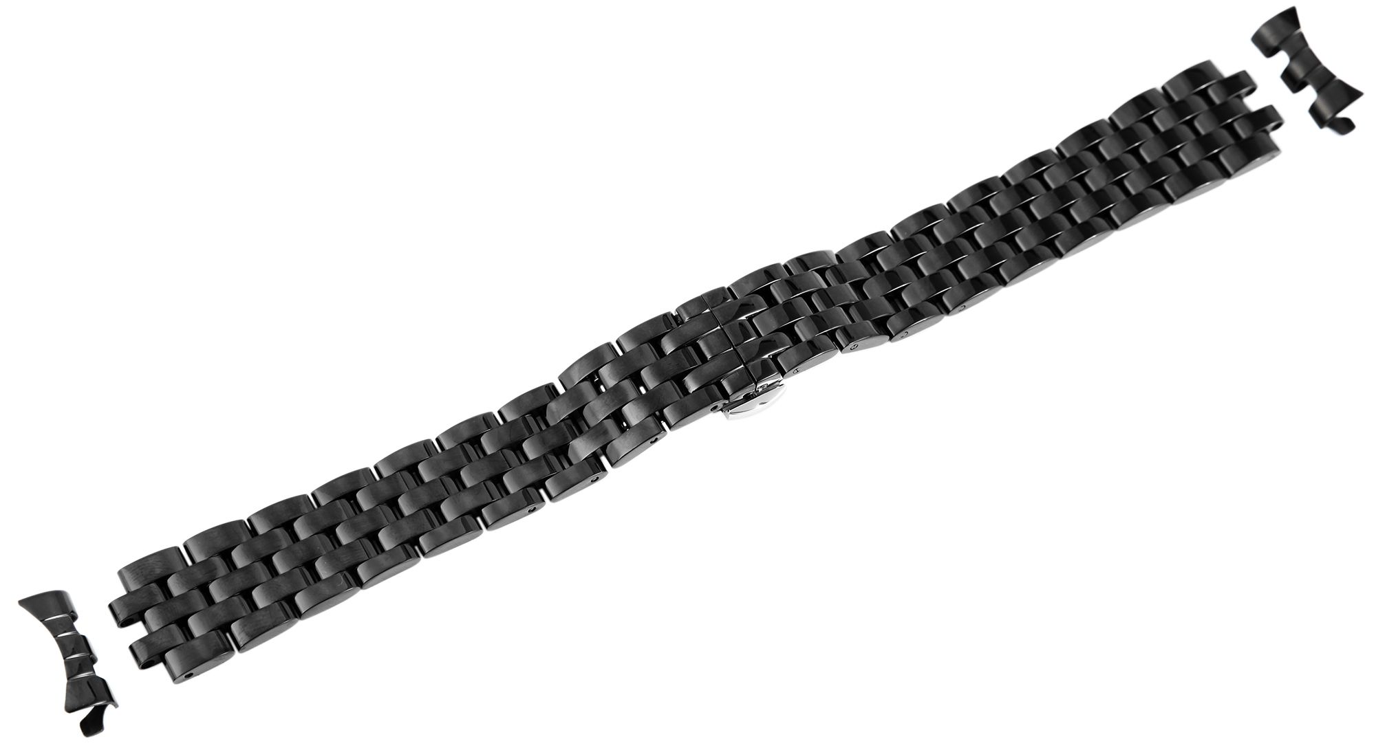 Edelstahl-Uhrenarmband, schwarz, Butterfly-Faltschließe, 20 mm