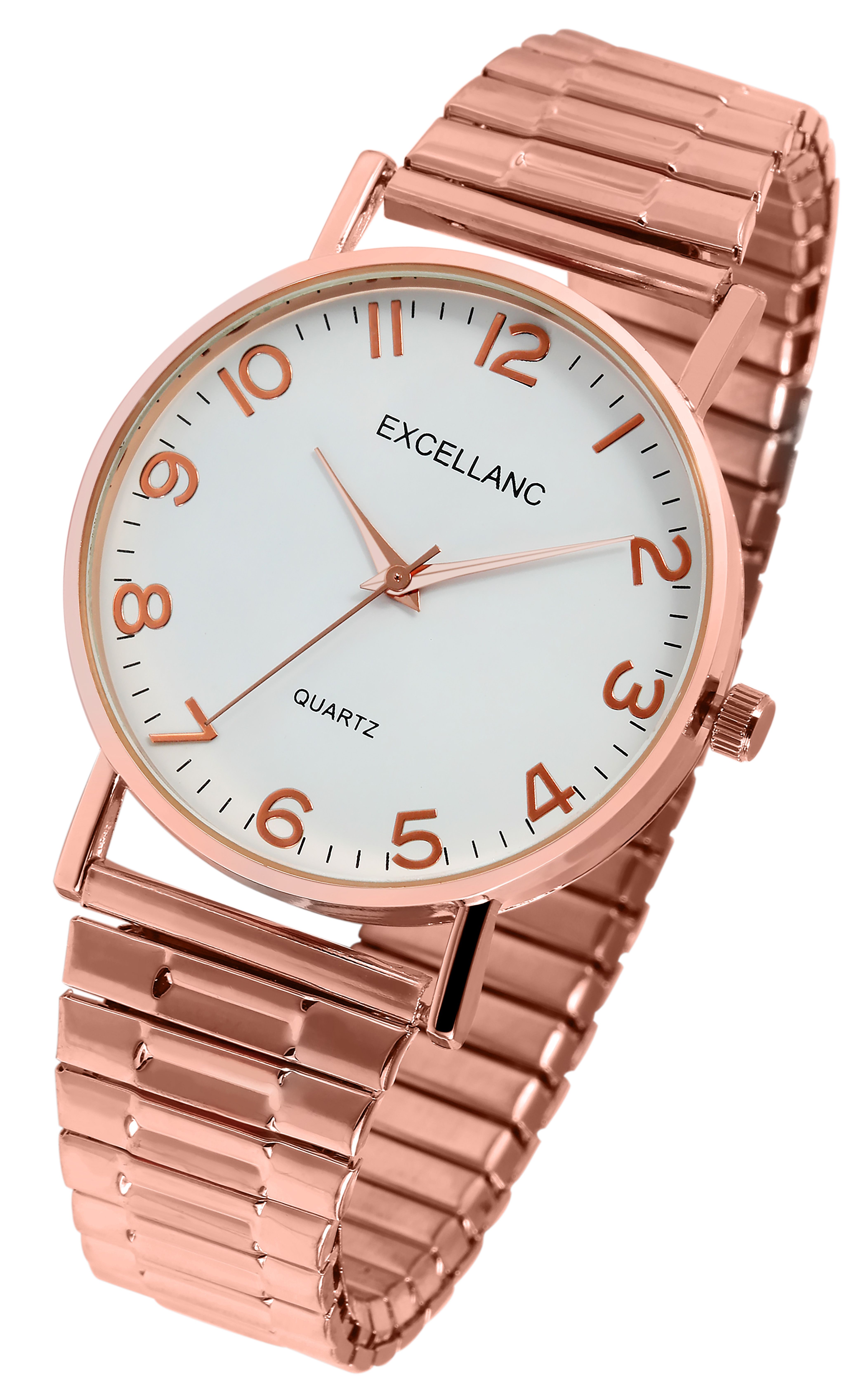 Excellanc Damenuhr mit Edelstahlzugarmband, roségoldfarben