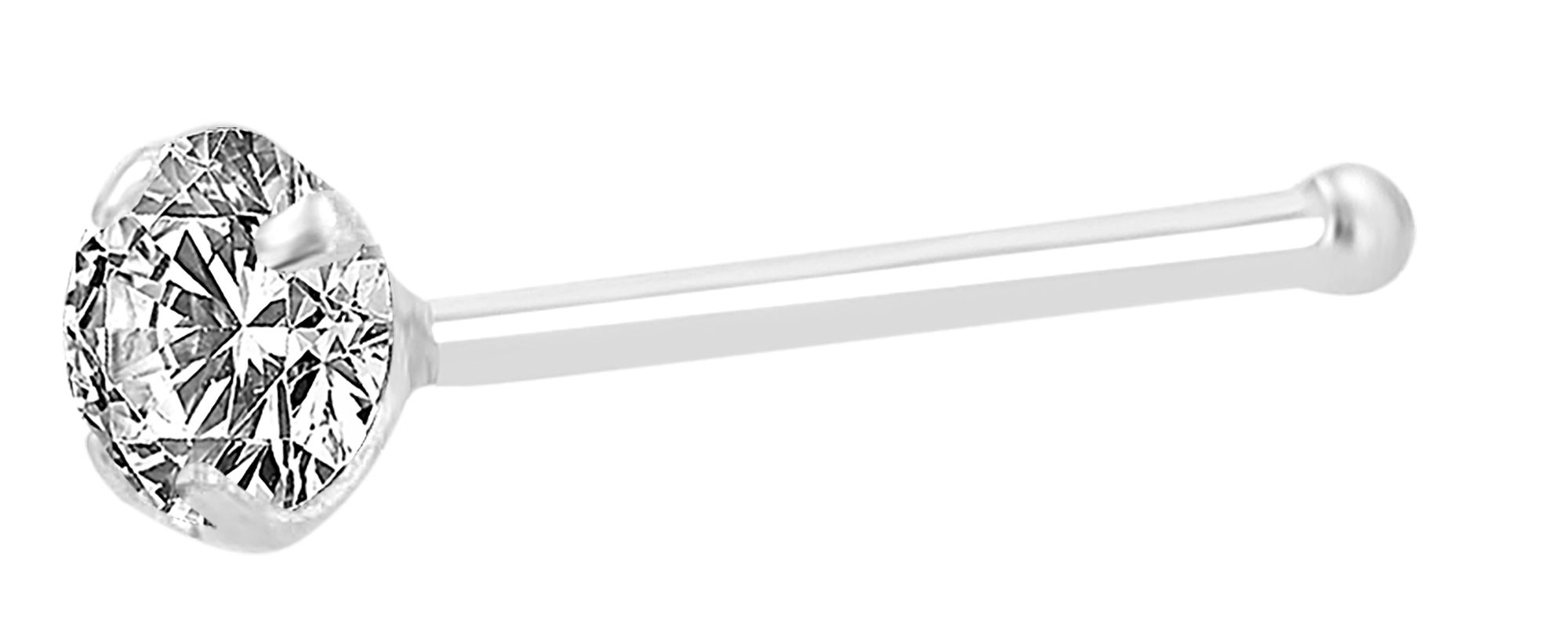 925/- Silber Nasen Piercings, 24 Stück, Stabstärke 0,5 mm / Stablänge 6 mm / Ø 2,5 mm