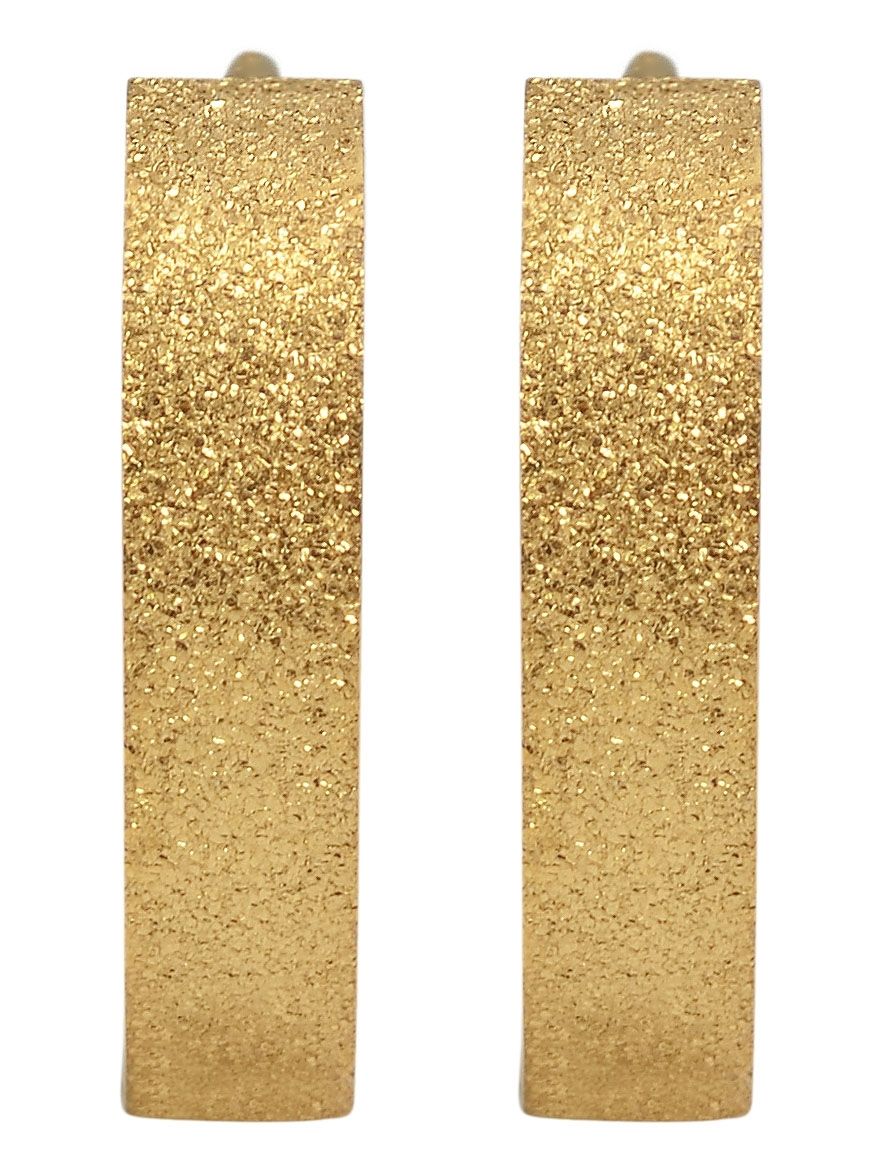 "Fina", Akzent Edelstahl Klapp-Creolen Ø 14 mm, sandgestrahlt, goldfarben