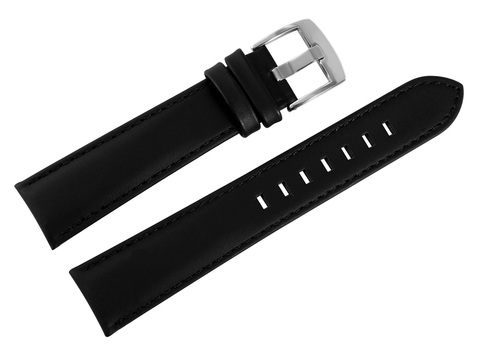 Echtleder-Uhrenarmband "super-soft", schwarz, Naht, 20 mm
