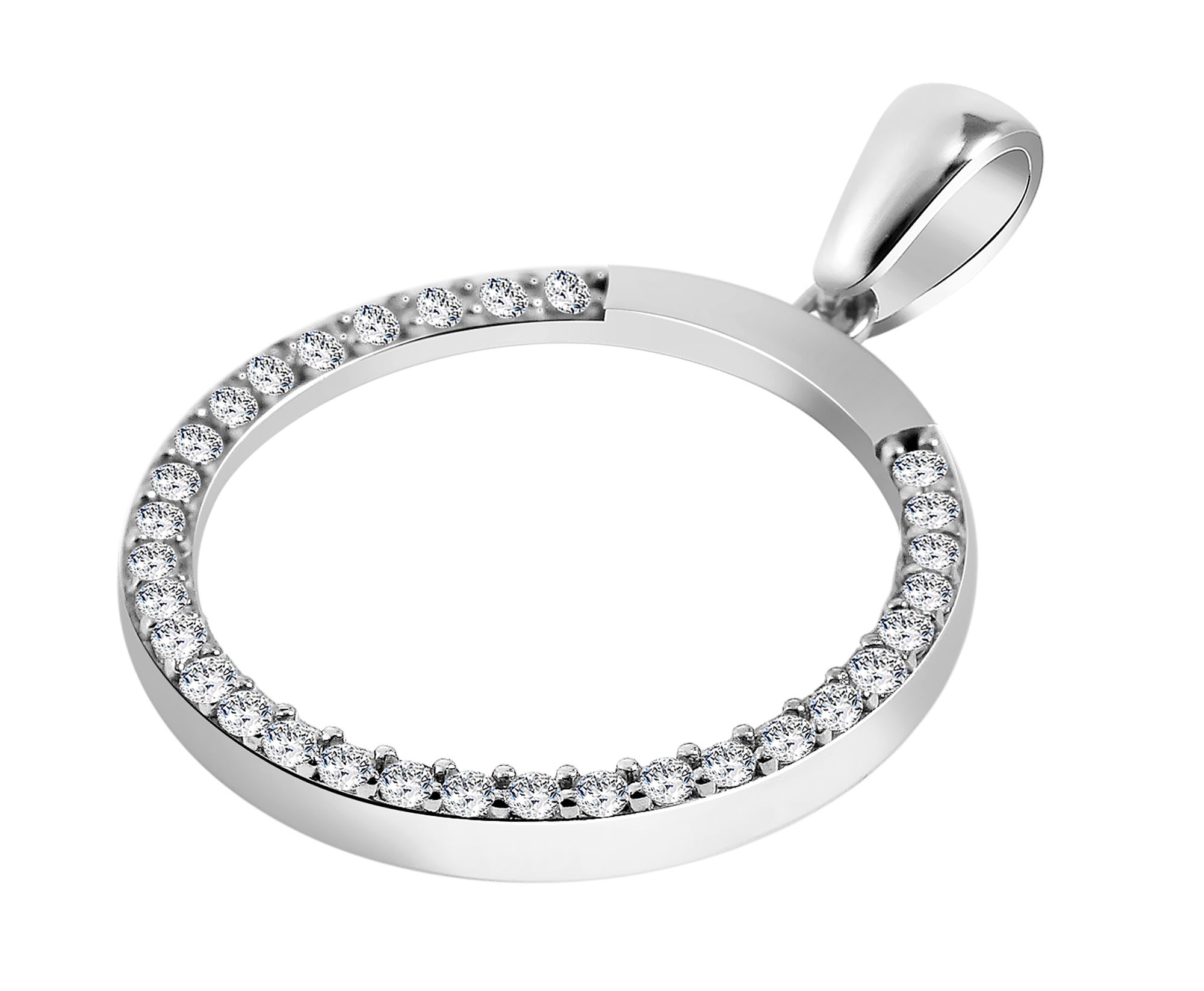 "Lupita" 925/rh Echt Silber Anhänger (ohne Kette), rund, Zirkoniabesatz