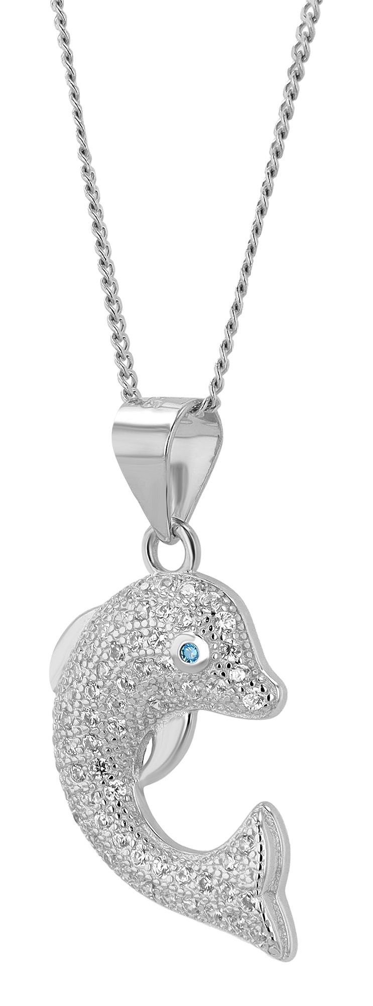 "Finna", 925/- Echt Silber Anhänger Delfin mit Zirkonia, Kinder, silberfarben rhodiniert