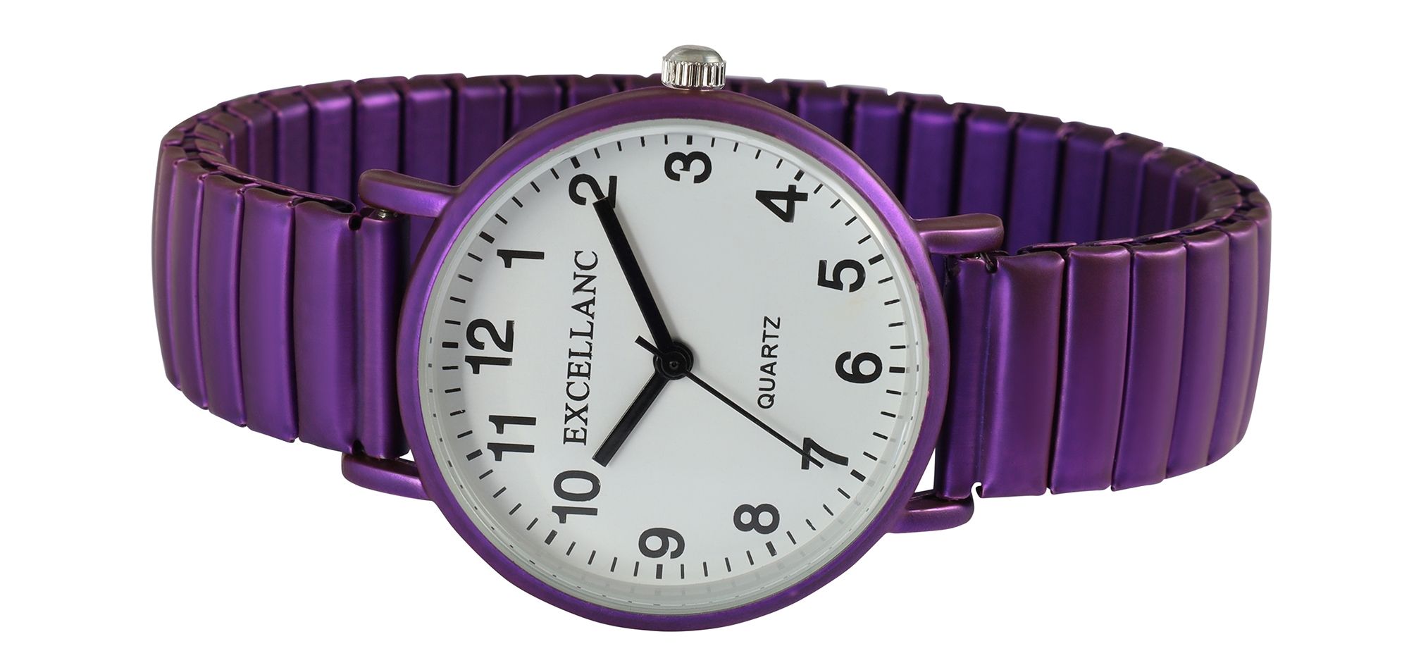 Excellanc Damenuhr mit Zugarmband, metallic, lila