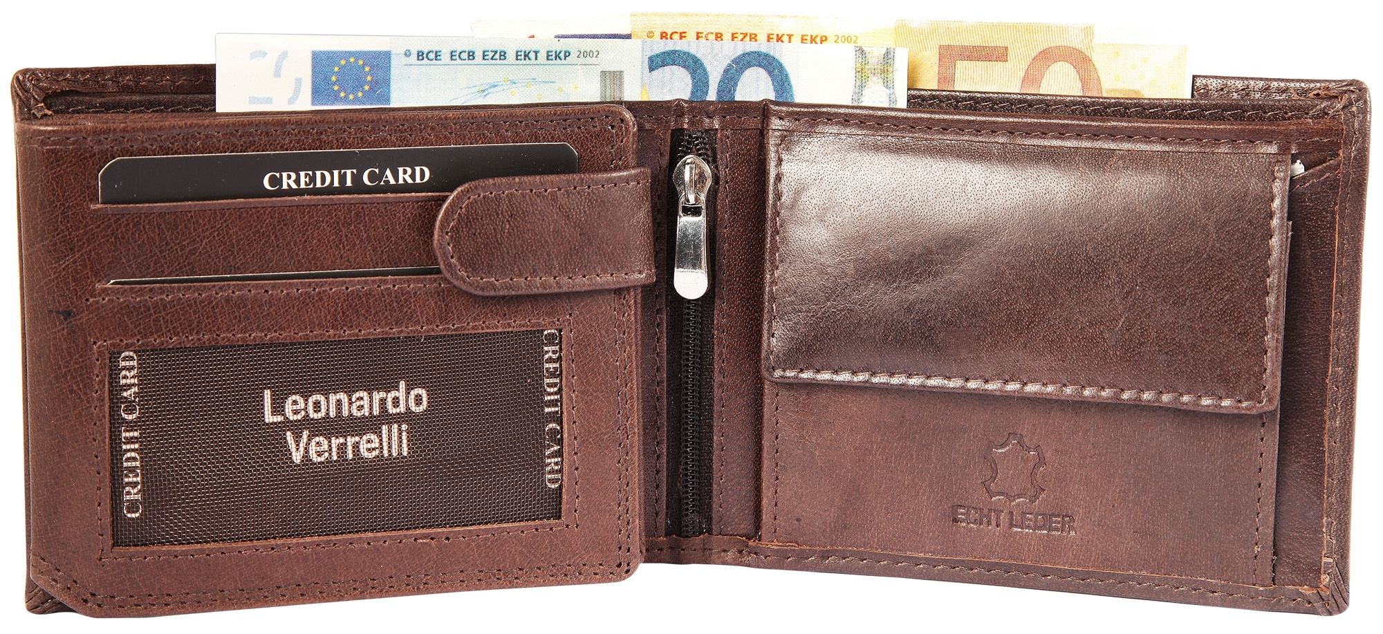 Leonardo Verrelli Herrengeldbörse aus Echt Leder in braun