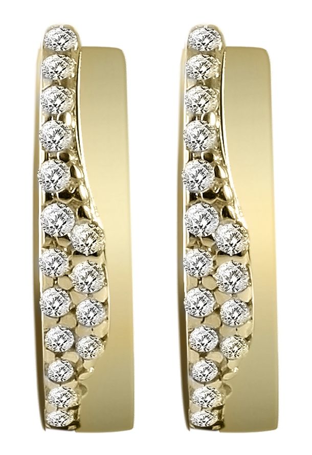 333/- Gold "Julaine" Klapp-Creolen mit Zirkoniabesatz, 8 Karat, Gelbgold