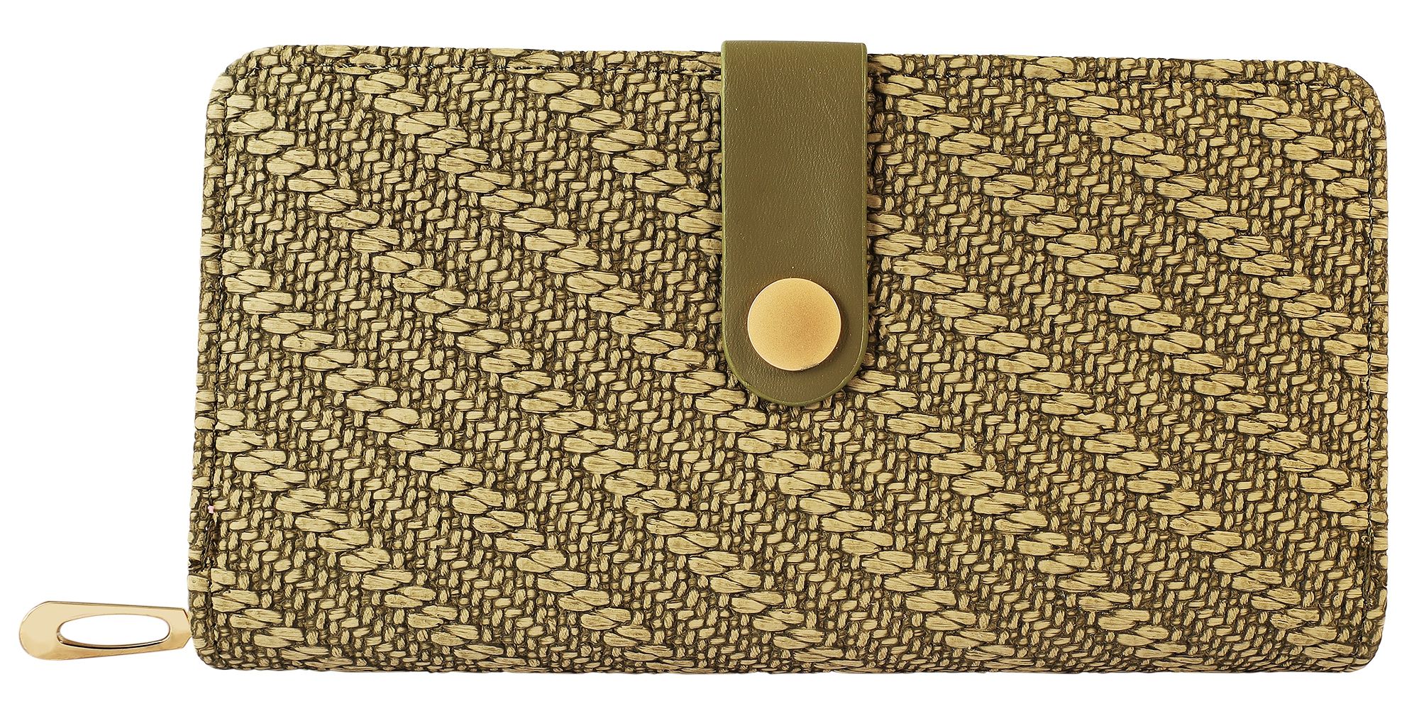 Damengeldbörse mit moderner Textur, Lederimitat, grün