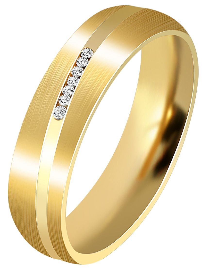 "Peybrey" Damen-Partnerring Gr 48 aus Edelstahl, Simili, Ionenplattiert, goldfarben
