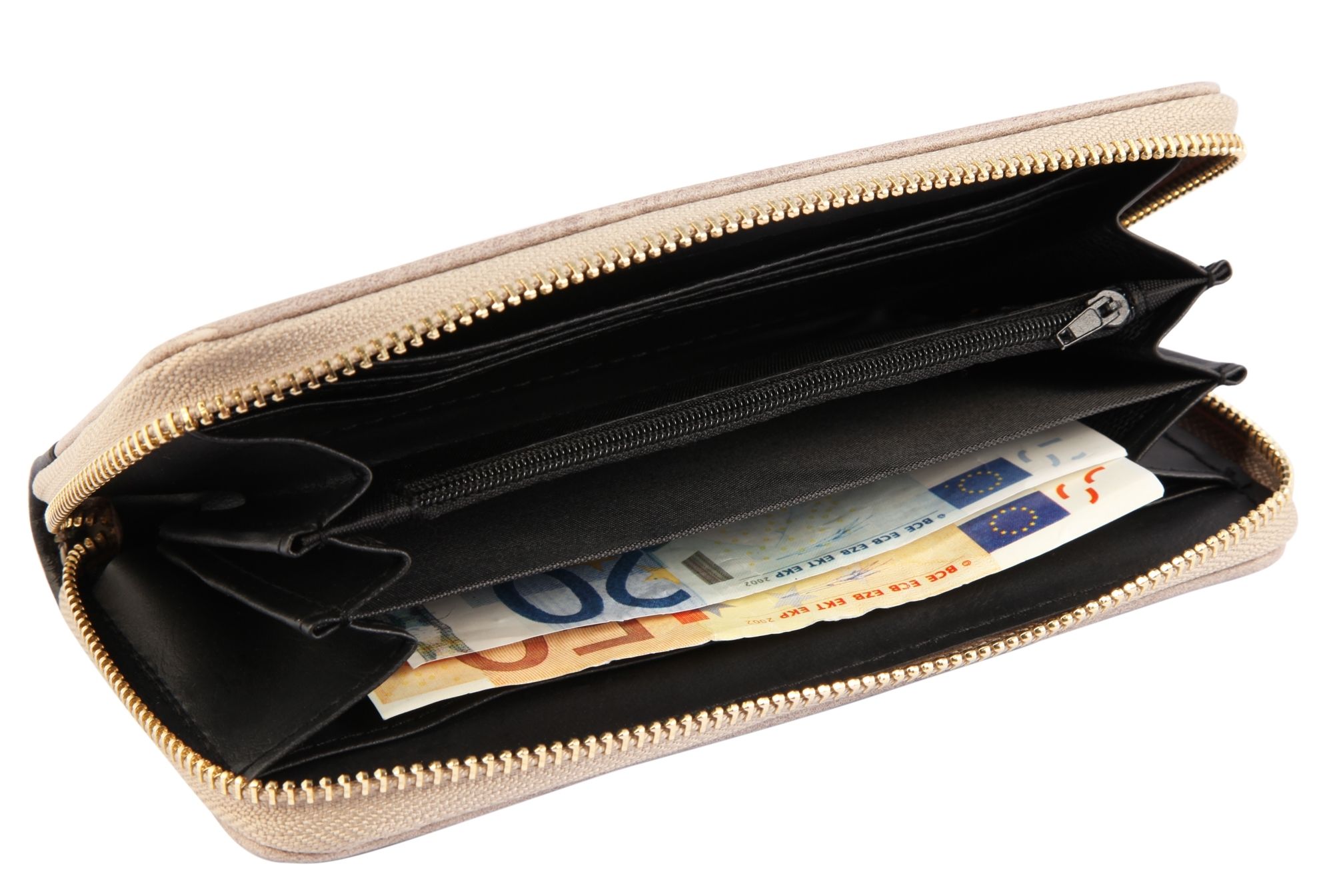 Cham Cham Damen Geldbörse aus Lederimitat, Beige/ Schwarz