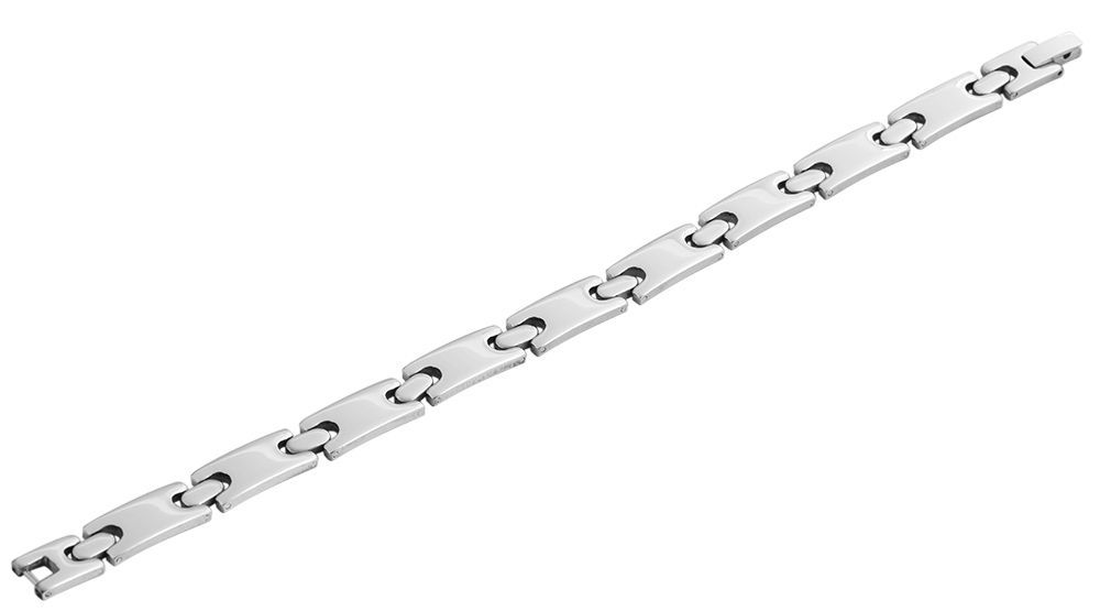 "Andeo", Akzent Gliederarmband, Edelstahl, mattiert/poliert, gravierbar, silberfarben, 21 cm