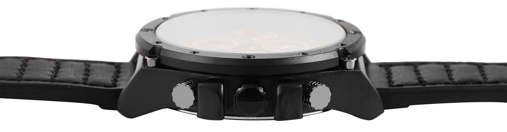 ELITE Herrenchronograph mit Echtlederarmband, schwarz/rot