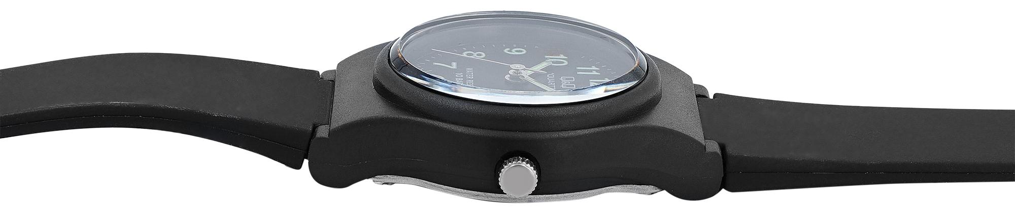 Q&Q Kinderuhr Ø 24 mm, Resinband, schwarz/ schwarz