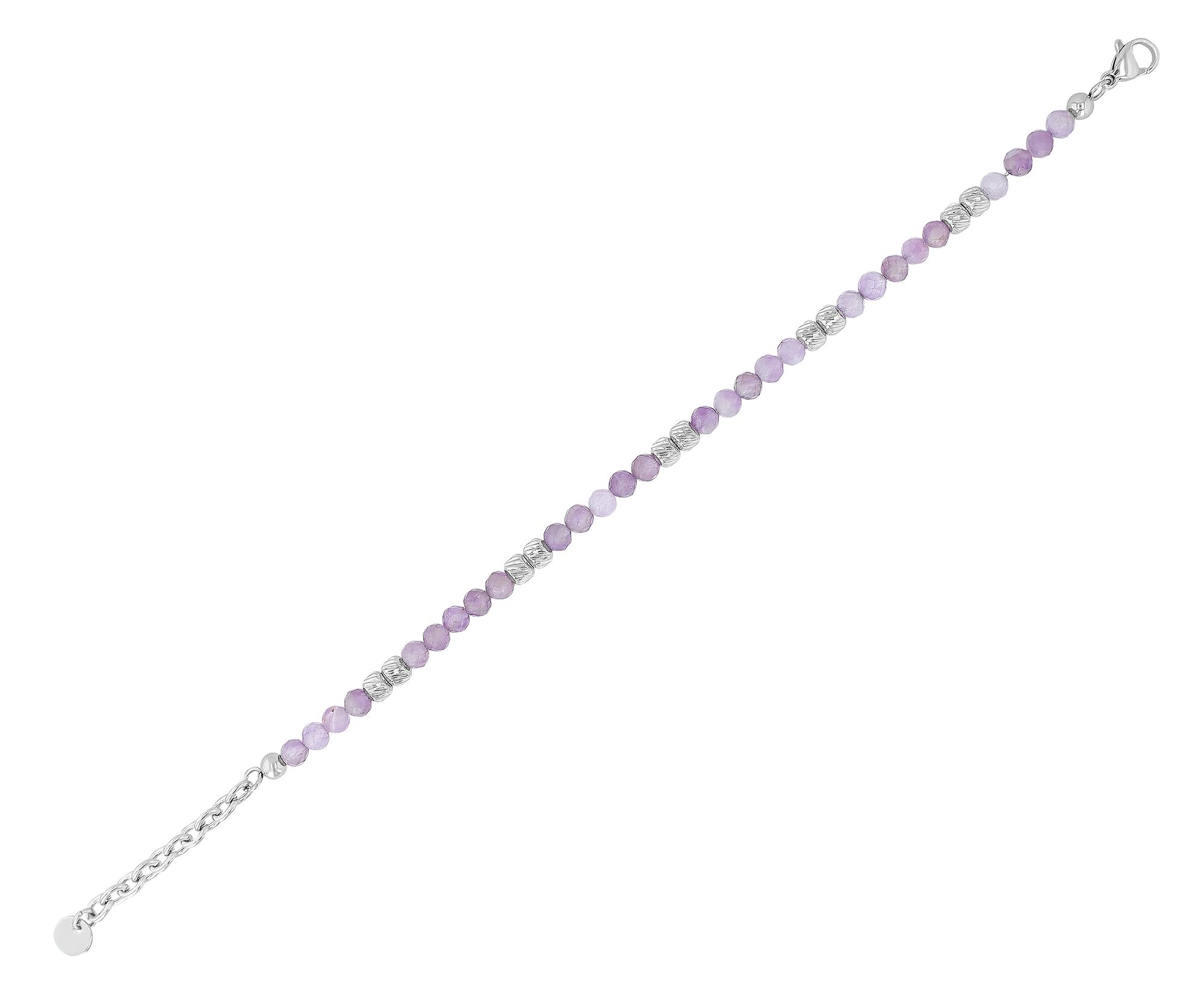 "Willow" Armband 17 + 3 cm, Edelstahl & Natursteinen (Amethyst)