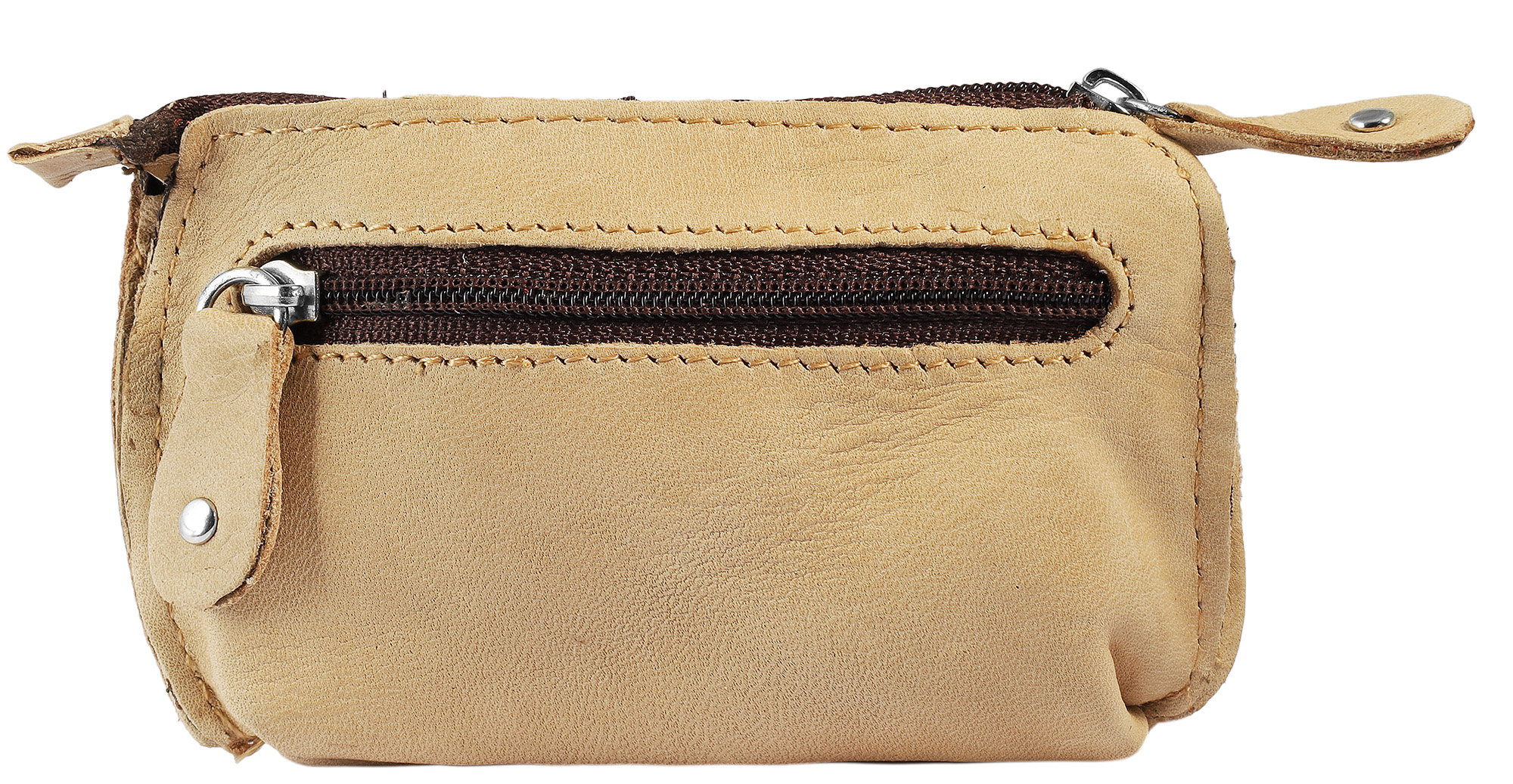 Excellanc Schlüsselbeutel aus Echtleder, beige