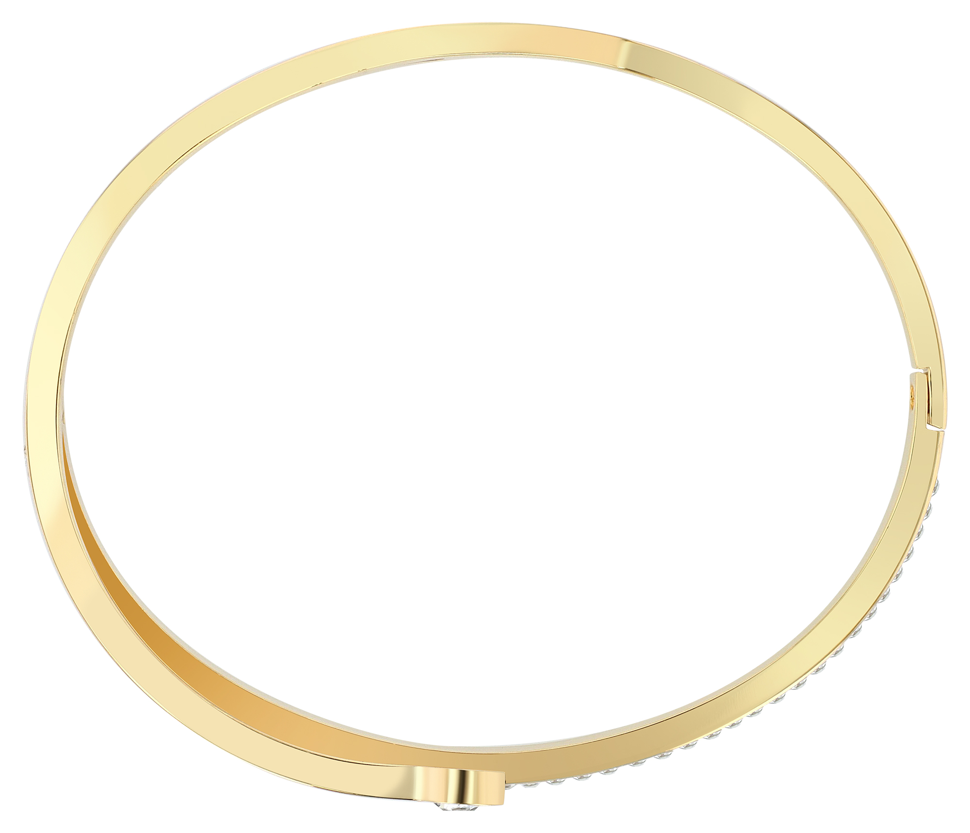 "Amiri“ Edelstahl-Armreif mit Simili-Besatz – Aufklappbar, goldfarben