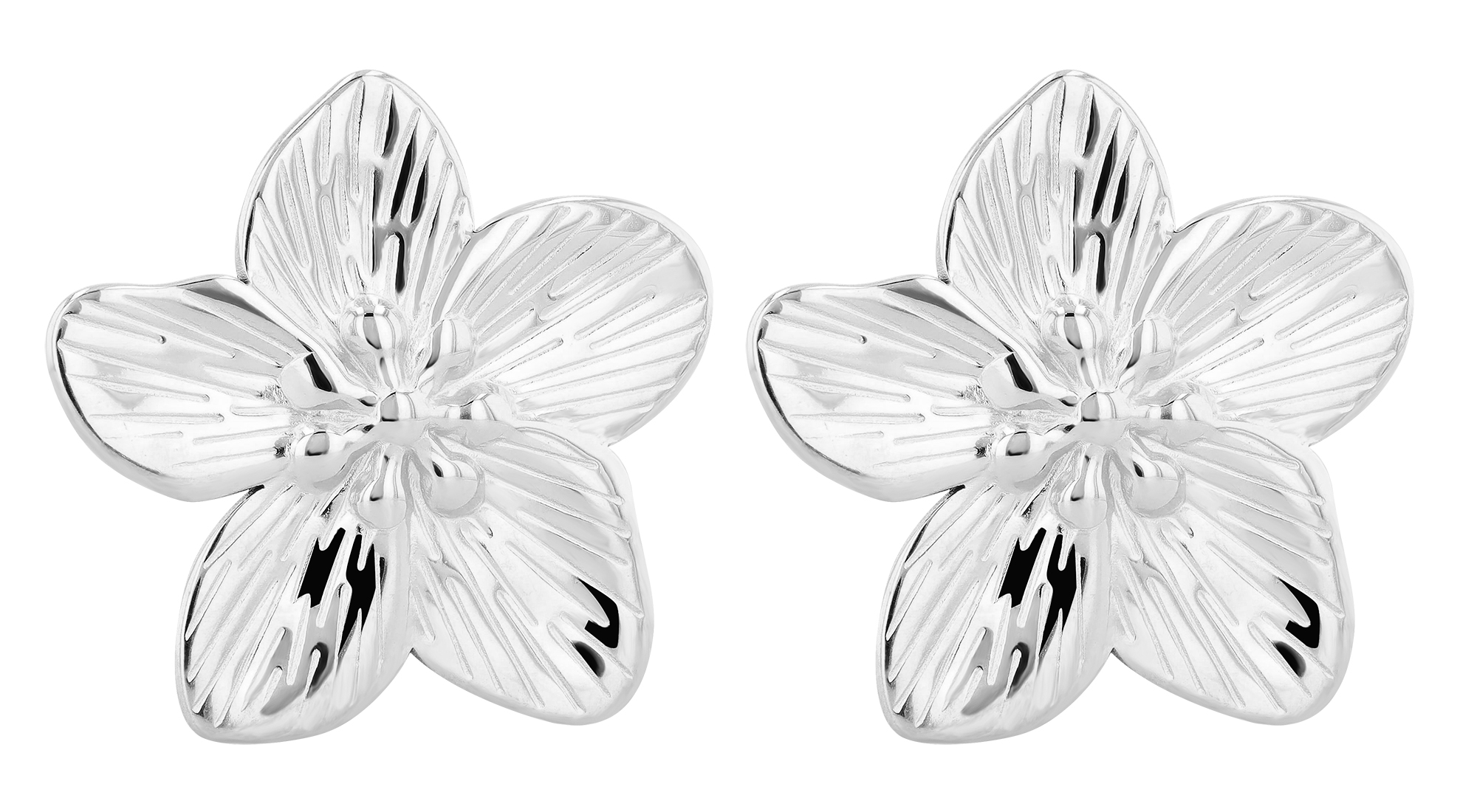"Valea " Edelstahl Statement Ohrstecker - Blüte, silberfarben