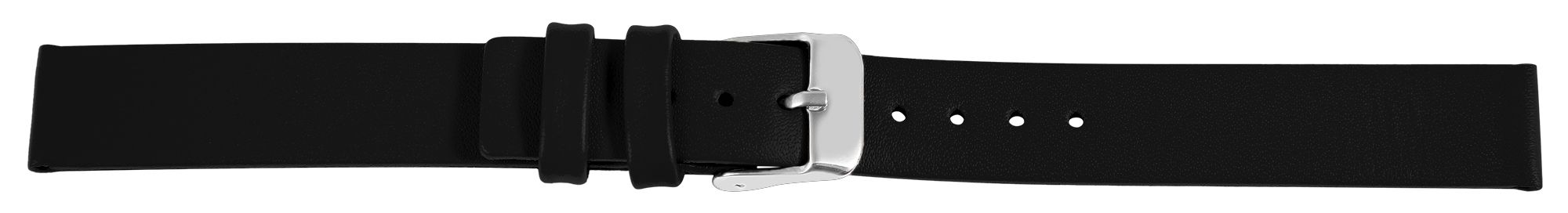 Echtleder-Uhrenarmband, nahtlos, schwarz, 14 mm