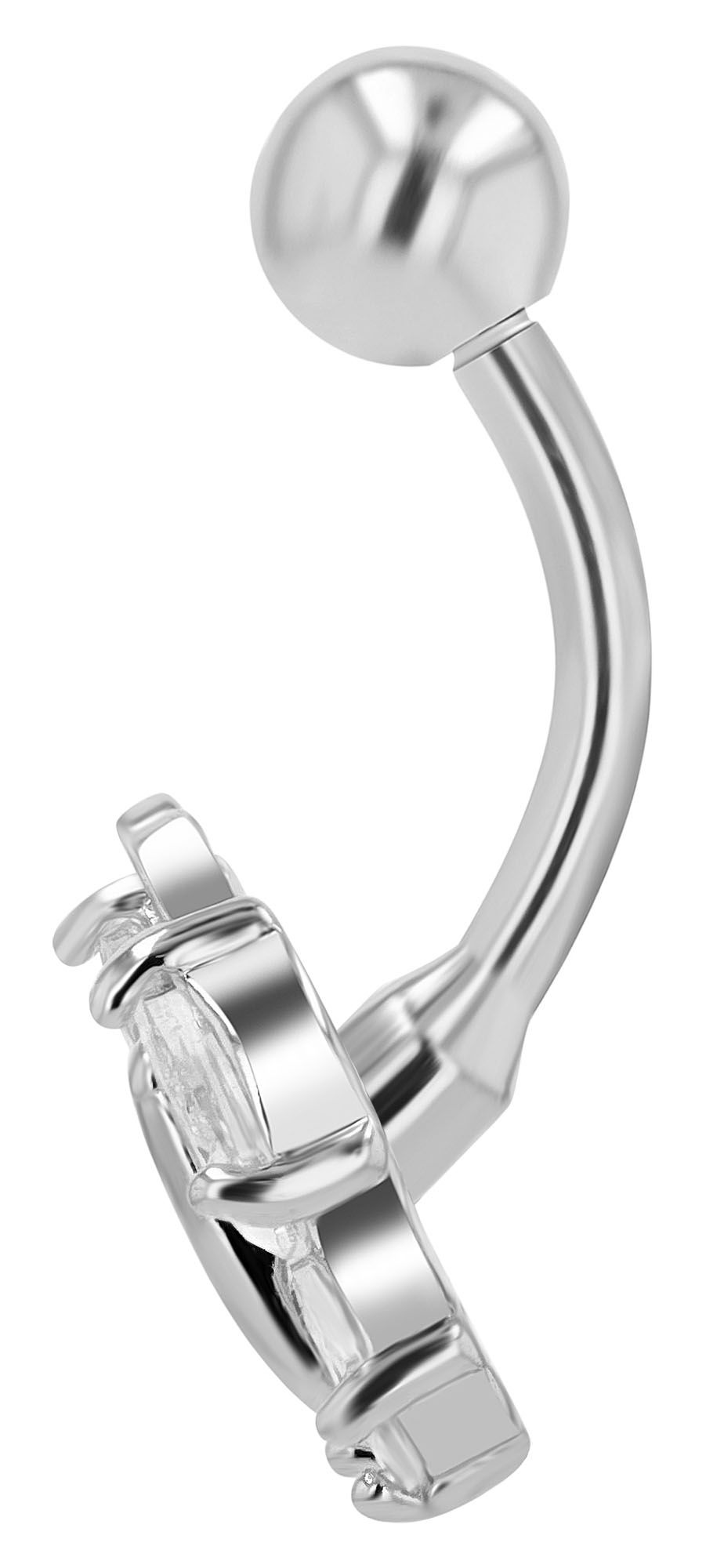 "Cyrene" 316L Edelstahl-Messing Bauchnabelpiercing, Schmetterling, Stabstärke 1,6 mm/ Länge 11 mm