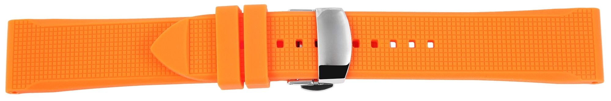 Silikon-Uhrenarmband, orange, Butterfly-Faltschließe, 18 mm