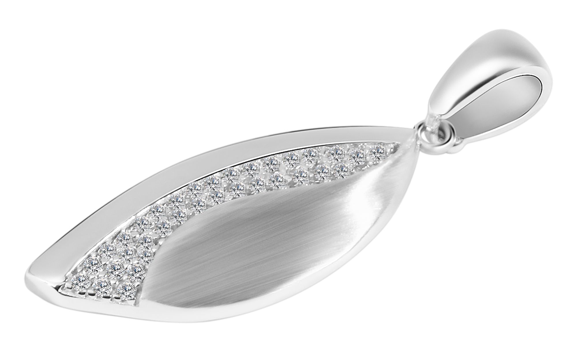 925/- Echt Silber Anhänger ohne Kette "Palila", Zirkoniabesatz, matt/poliert, 925/rhodiniert