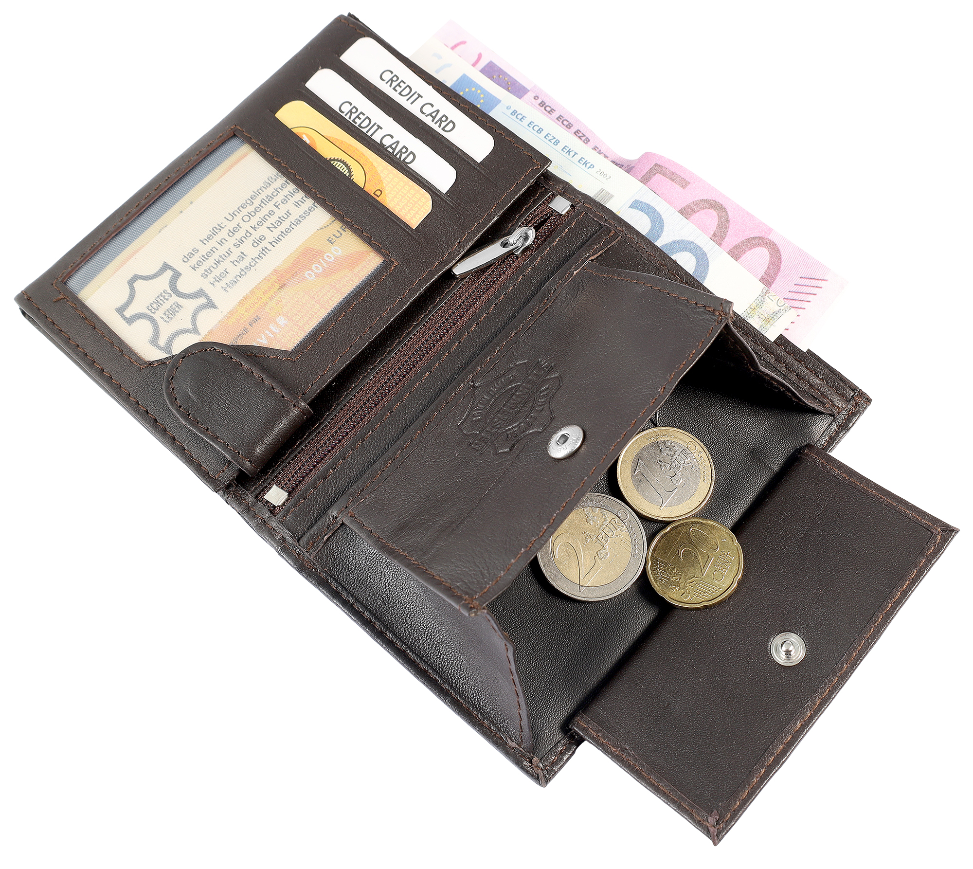 Steinmeister Geldbörsen aus Echtleder, Hochformat, braun