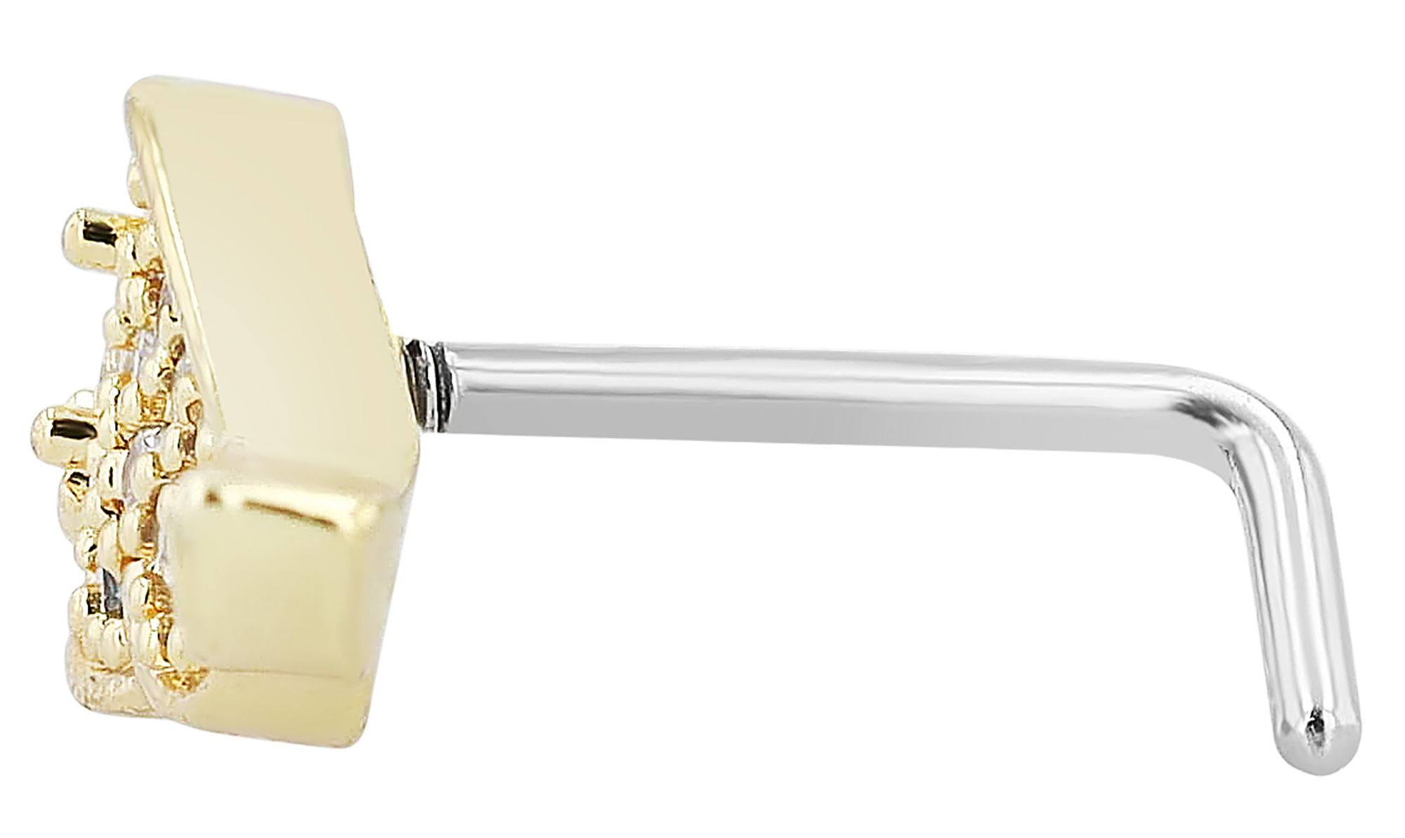 "Panja" Nasenpiercing aus Edelstahl, L-Form, Flügel, Ø 0,9mm/ Stablänge 7,5 mm, goldfarben