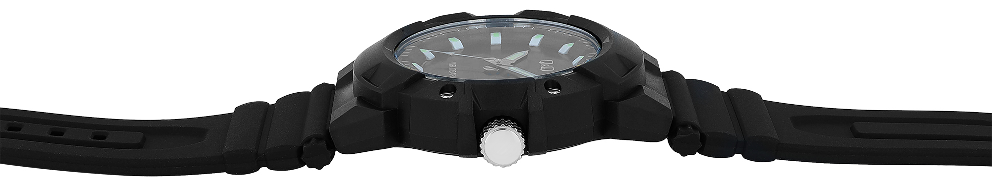 Q&Q Herrenuhr mit Kunststoffarmband, Ø 46mm, 10ATM, schwarz