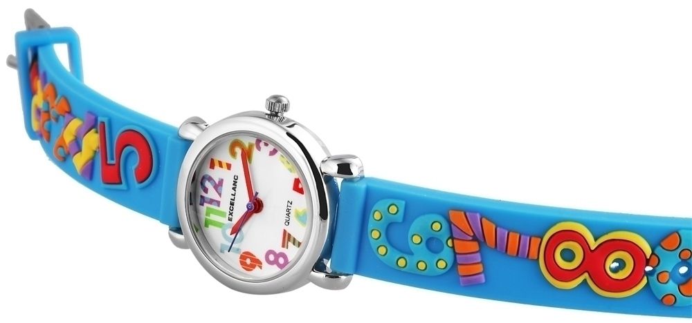 Excellanc Kinderarmbanduhr, Silikonarmband, silberfarben/blau