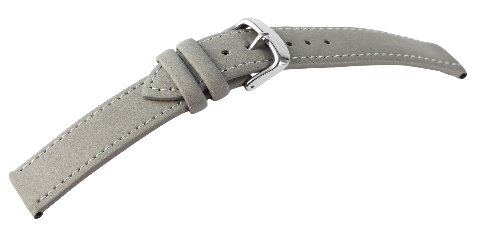 Echtleder Uhrenarmband, grau, flach, 16 mm