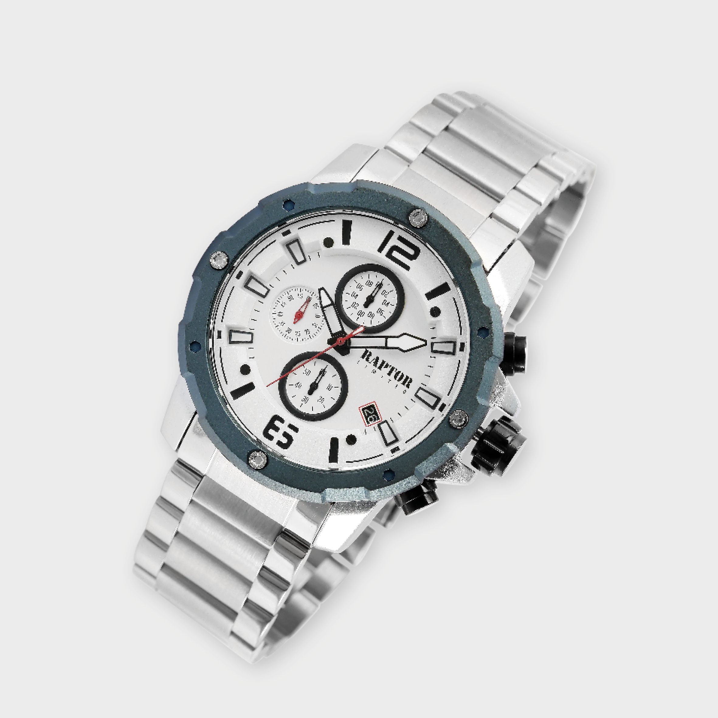 Raptor Limited Herrenchronograph "Soheil" mit Edelstahlarmband, silberfarben/blau
