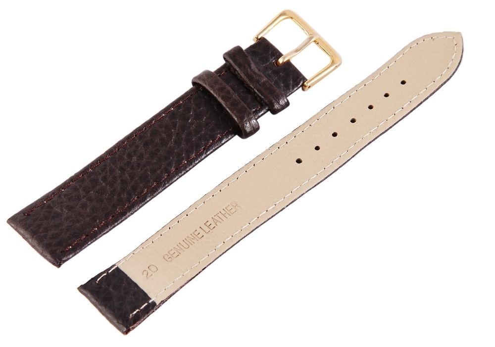 Echtleder-Uhrenarmband, dunkelbraun, Krokooptik, 20 mm, VE 6