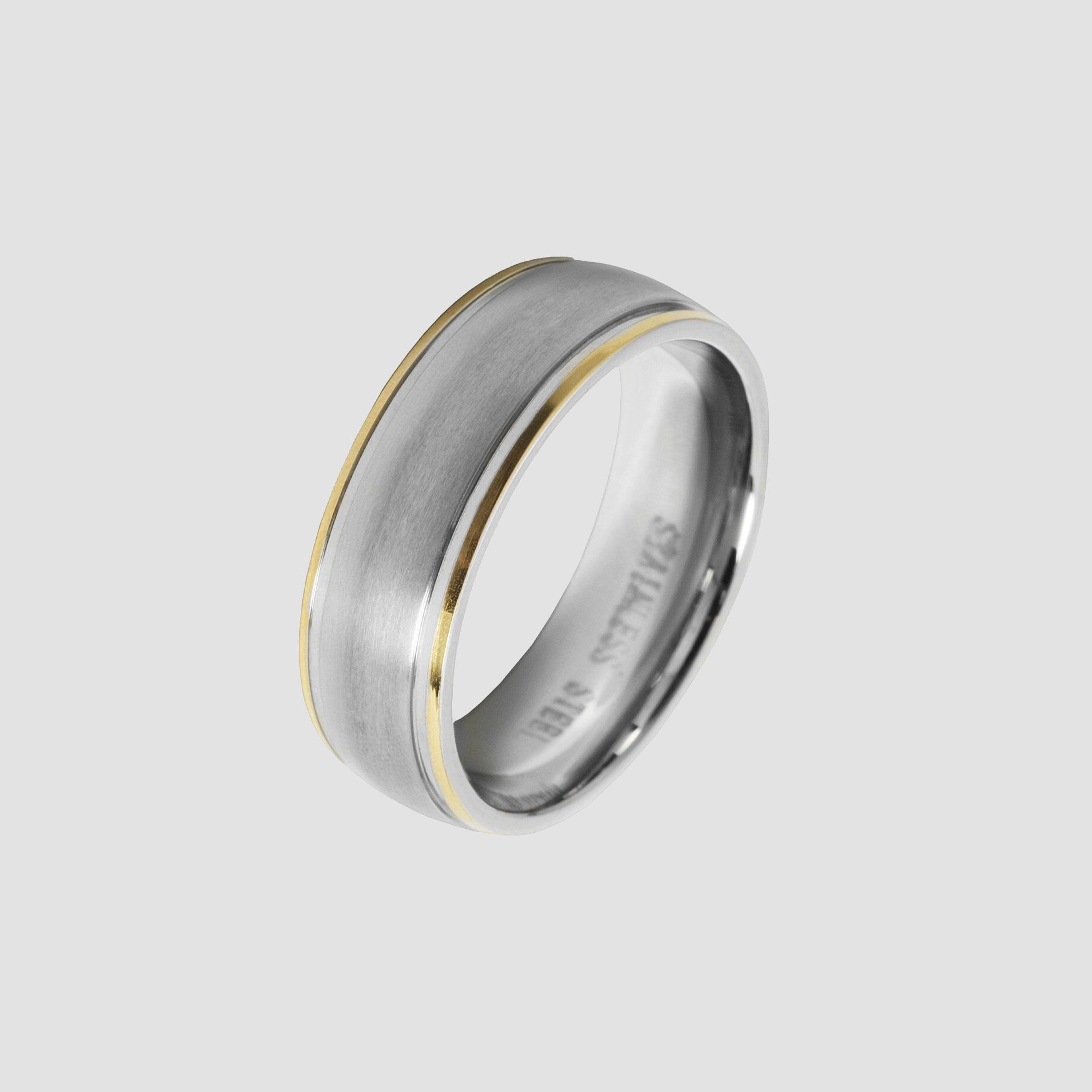 Akzent Herren-Partnerring aus Edelstahl, bicolor, Gr. 62
