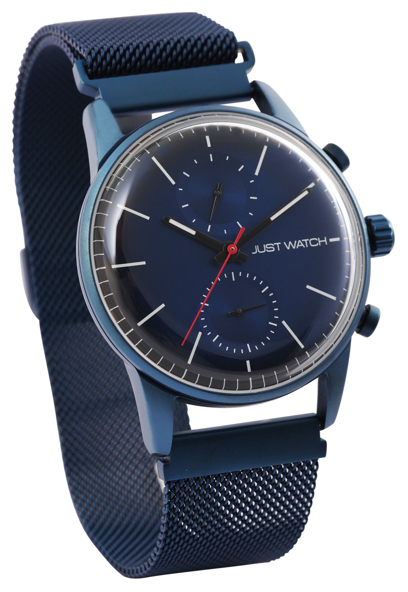 Just Watch Herrenuhr, Milanesearmband, blau