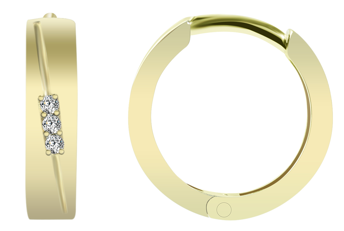 333/- Gold Klapp-Creolen "Mia", Zirkoniabesatz, Gelbgold, 8 Karat