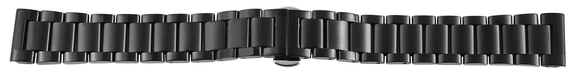 Edelstahl Gliederarmband, Butterfly-Faltschließe, poliert/gebürstet, schwarz, 18 mm