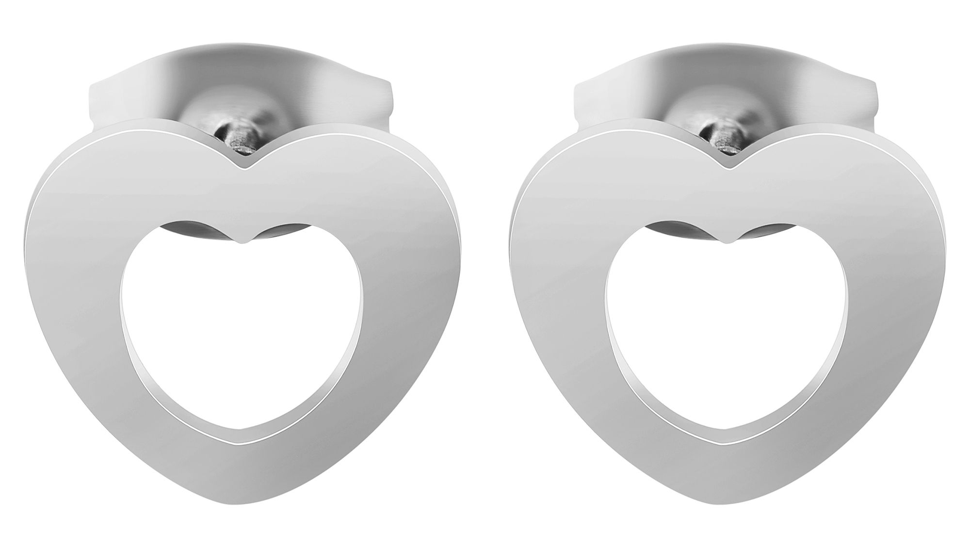 Akzent Edelstahl Ohrstecker mit Herz Motiv, silberfarbig