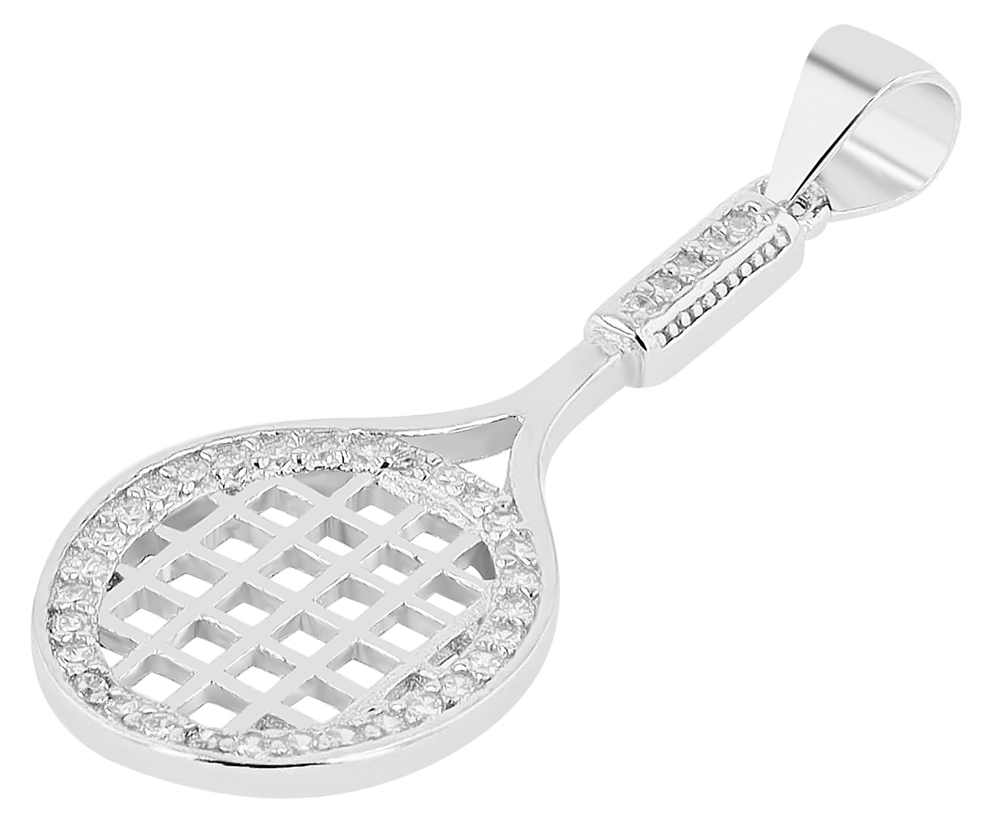 "Tony", 925/- Echt Silber Anhänger Tennisschläger mit Zirkonia, silberfarben rhodiniert