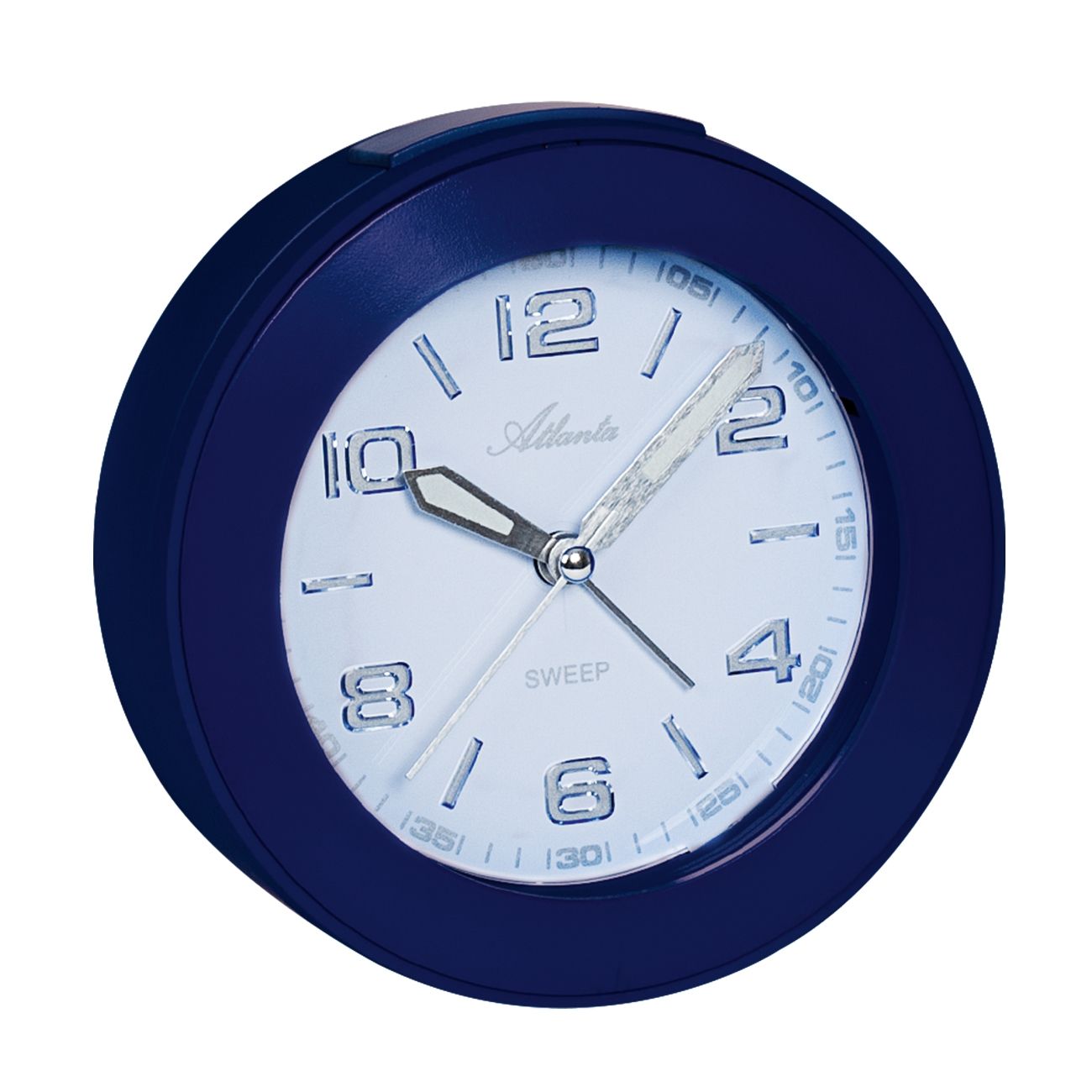 Atlanta Quarzwecker, schleichende Sekunde, Weckwiederholung, Licht, ansteigendes Wecksignal, blau ø 12 cm