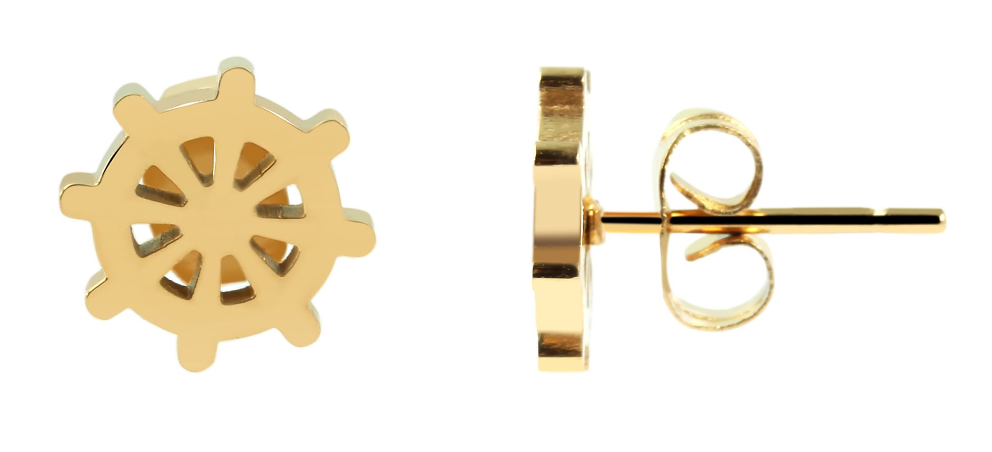 Akzent Edelstahl Ohrstecker, maritim, Ionenplattiert, goldfarben