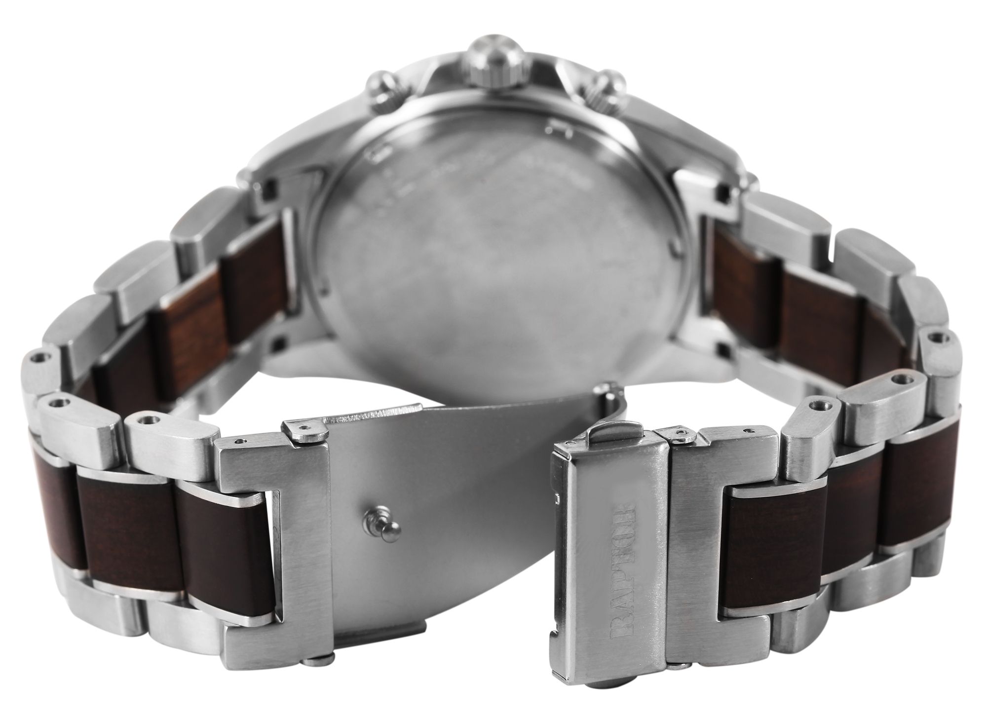 Raptor Herrenchronograph "Chiko" aus Edelstahl und schwarzem Sandelholz
