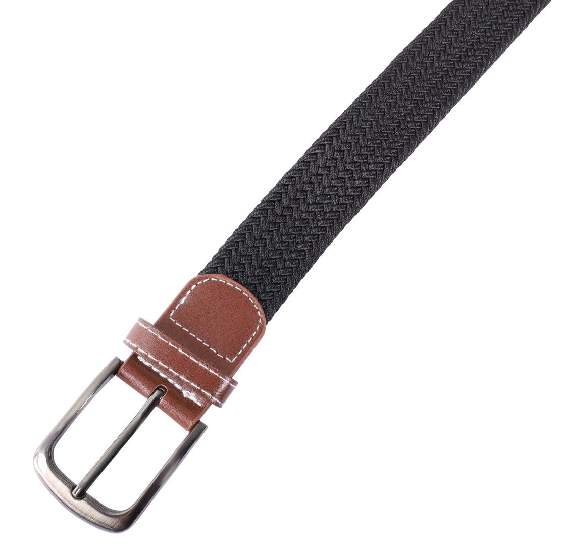 Unifarbener Flechtgürtel aus Textil, schwarz, 100 cm (S)