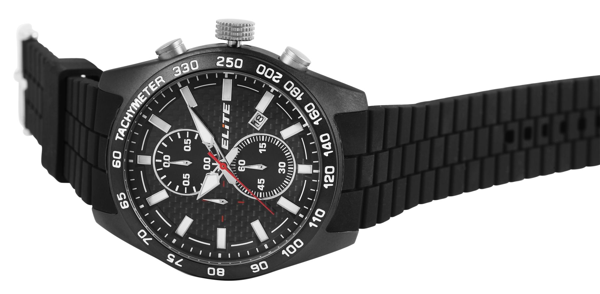 ELITE Herrenchronograph mit Silikonband, schwarz/anthrazitfarben