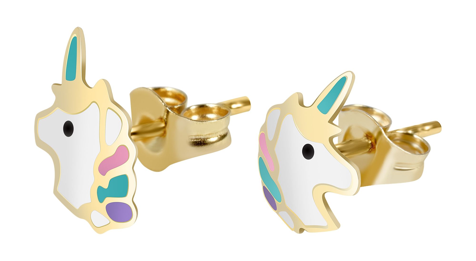 "Sternenschweif" 333/- Gold, Kinder Ohrstecker, Einhorn, 8 Karat