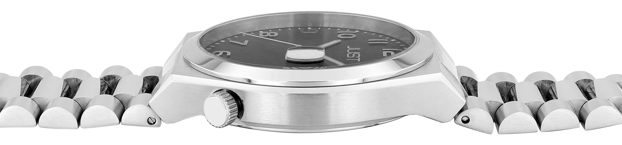 JUST Herrenuhr "Bagge" mit Edelstahl Gliederarmband, Datumsanzeige, Ø 40 mm, 5 ATM, silberfarben/blau