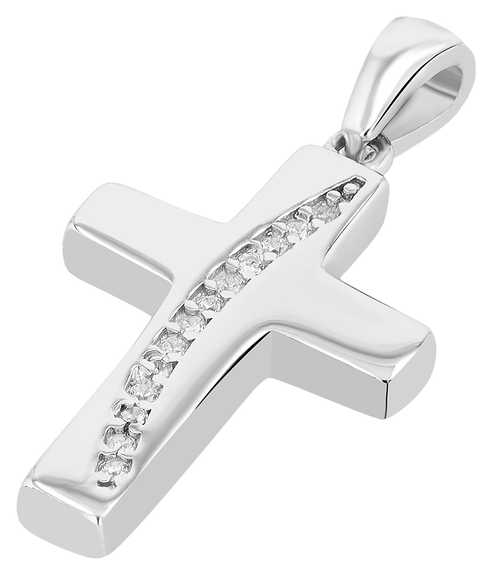 "Dine" - Kreuz, 925/rh Echt Silber Anhänger (ohne Kette) mit Zirkoniabesatz