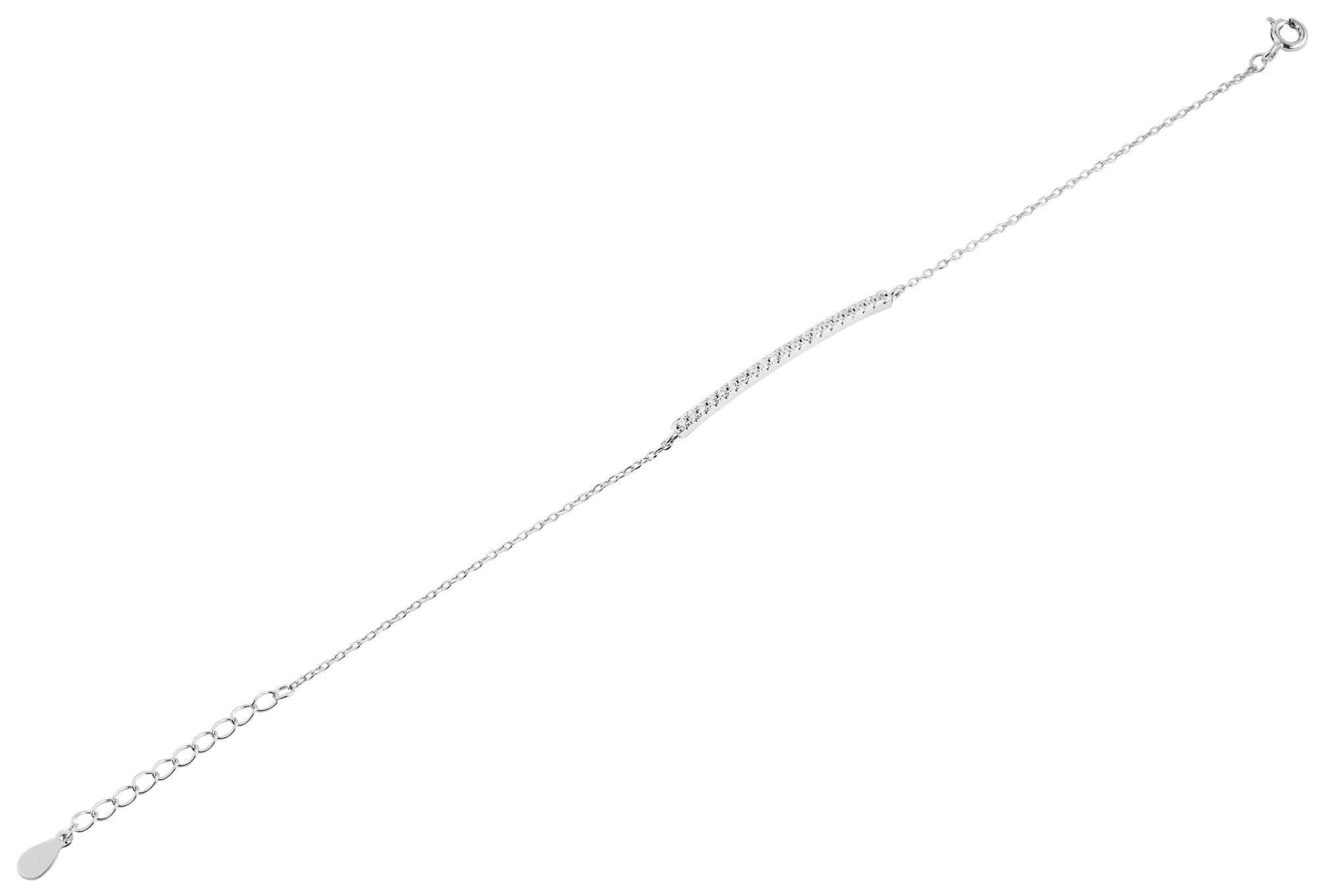 "Caren" 925/- Echt Silber Armband, 16+3 cm, Zirkoniabesatz, rhodiniert