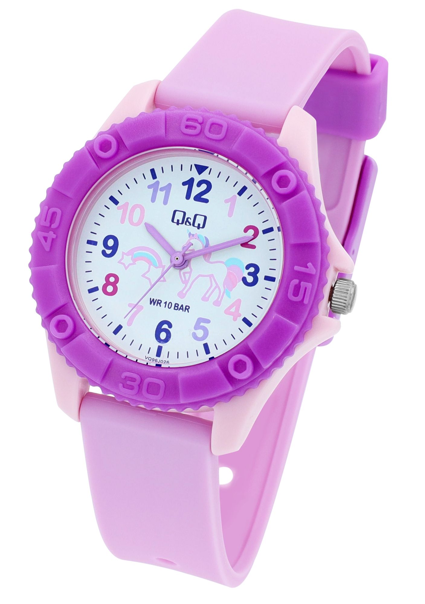 Q&Q Kinderuhr, Silikonarmband, "Einhorn", 10 Bar, Ø 35 mm