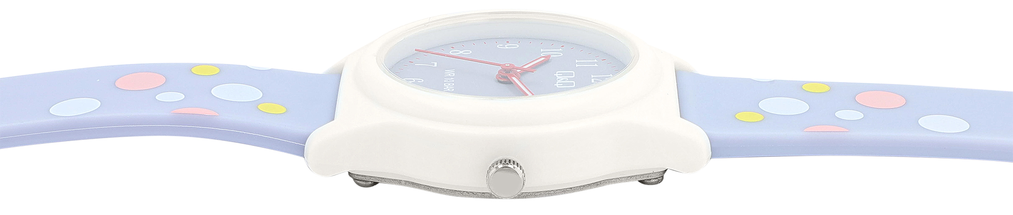 Q&Q Kinderuhr Ø 31 mm, Resinband, fliederfarben - Punktemuster